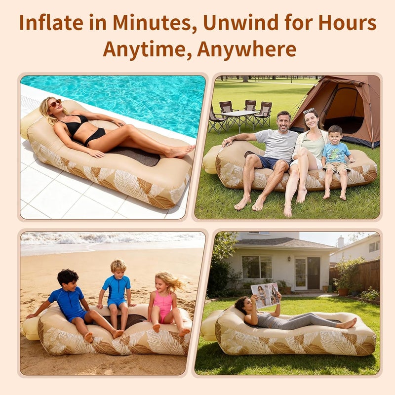 nnOuOnn Inflatable Lounger Couch Hammock - Portable Air Sofa for Outdoor Indoor, Waterproof Blow Up Chair seat for Beach, Camping, Travel, Festival, Movies | Glamping Accessories for Adults & Kids - Image 4