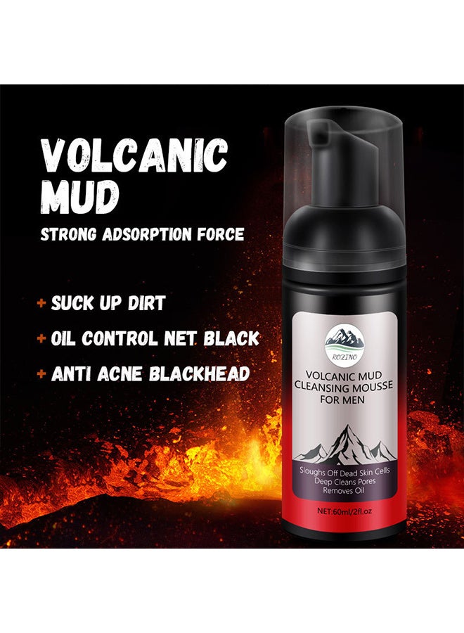 Rozino Cleansing mousse for men, oil control, blackhead removal, pore tightening, amino acid bamboo charcoal cleanser - Image 4