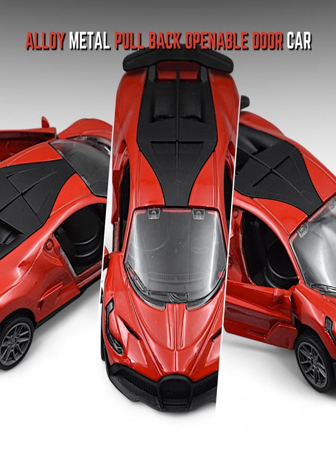 MASIPICKS Bugatti Car Toy 1:36 Exclusive Alloy Metal Pull Back Die-cast Car Diecast Metal Pullback Toy car with Openable Doors Boys Gifts Toys for Kids (Red) - Image 3