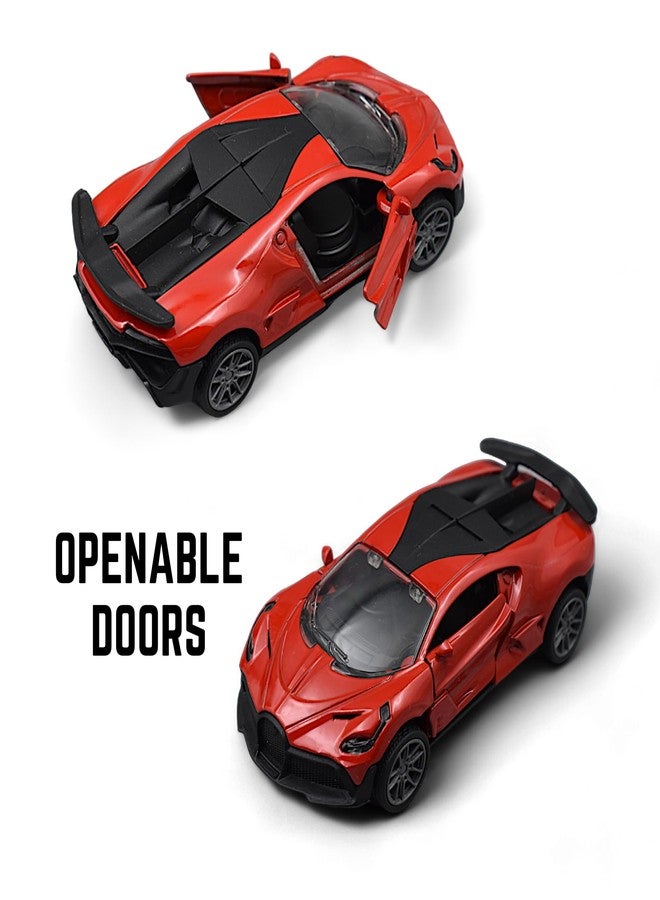 MASIPICKS Bugatti Car Toy 1:36 Exclusive Alloy Metal Pull Back Die-cast Car Diecast Metal Pullback Toy car with Openable Doors Boys Gifts Toys for Kids (Red) - Image 2