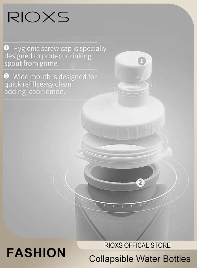 RIOXS Collapsible Water Bottles with Cup Brush Reusable Silicone Foldable Travel Water Bottle for Gym Camping Hiking Travel Sports Lightweight Durable 20oz - Image 4