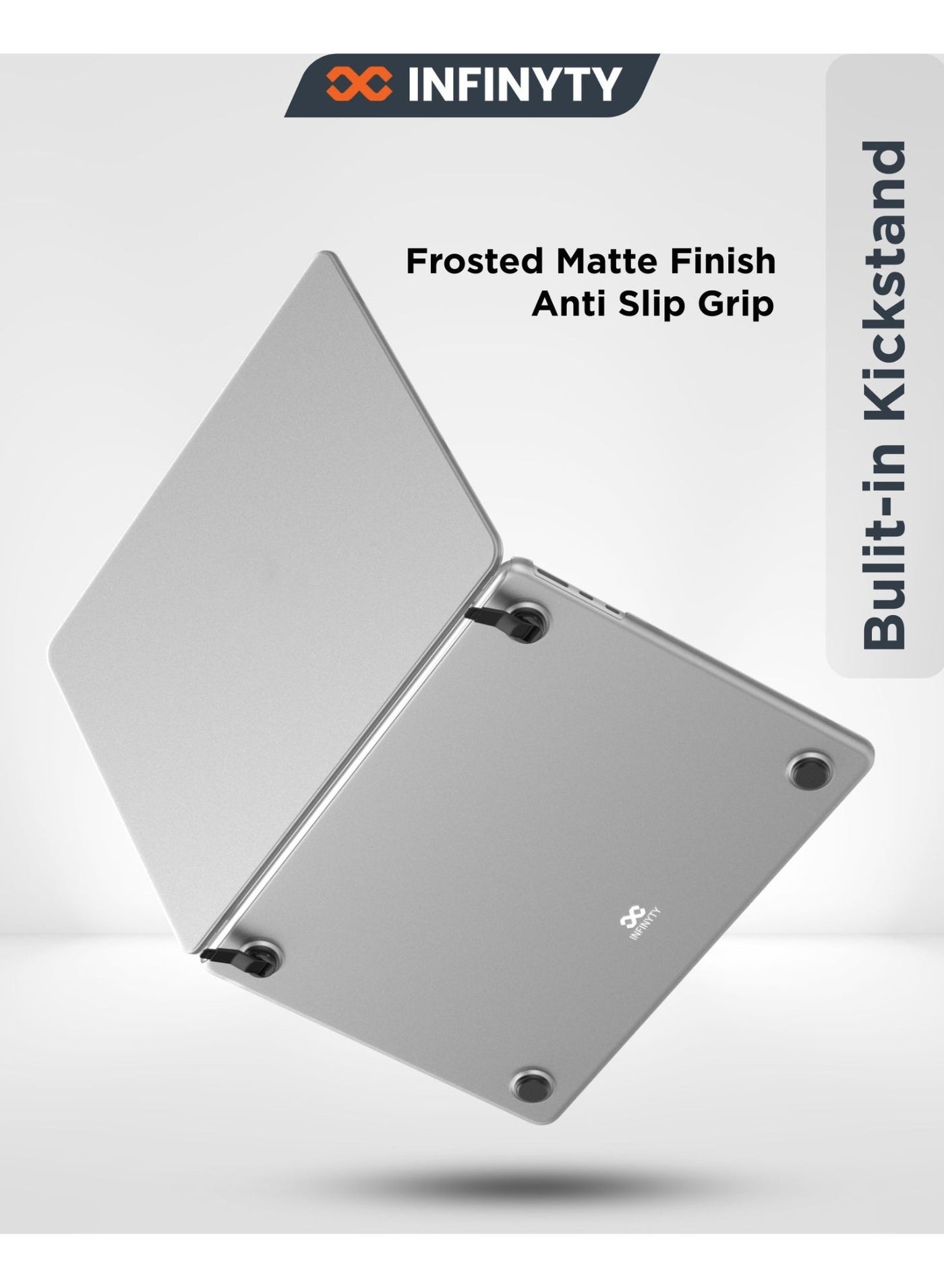 INFINYTY MacBook Air 13" / 13.6" Matte Clear Case with Foldable Kickstand, Compatible for M5, M4, M3 & M2, Separate Top & Bottom Cover, Slim, Anti-Scratch, Impact-Resistant, Anti-Slip Kickstand Grip -