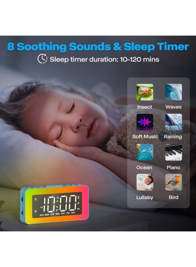 Lafocuse RGB Colorful Digital Alarm Clock with Modern Curved Design, 8 Colors LED Display & 7 Night Light, Dual Alarms, Snooze, USB Charger, Brightness Dimmer for Bedside Heavy Sleepers Kids, Black - Image 3