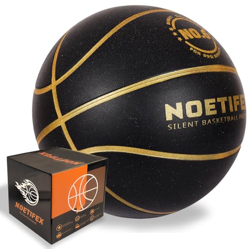 Noetifex Upgraded 580g Weighted Silent Basketball HighDensity Quiet Indoor Training Ball with Gift Box Real Bounce Soft Material Ideal for Home Apartment Dribbling Practice BlackGold Size 6 - Image 1