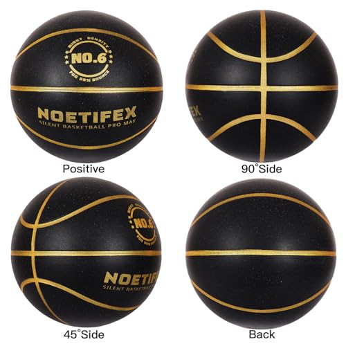 Noetifex Upgraded 580g Weighted Silent Basketball HighDensity Quiet Indoor Training Ball with Gift Box Real Bounce Soft Material Ideal for Home Apartment Dribbling Practice BlackGold Size 6 - Image 3