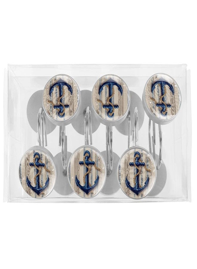 12 Pcs Vintage Anchor Round Shower Curtain Hooks Stainless Steel Decorative Hanger Rings for Bathroom Kitchen Bedroom Curtain Rods - Image 5