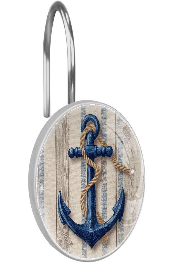 12 Pcs Vintage Anchor Round Shower Curtain Hooks Stainless Steel Decorative Hanger Rings for Bathroom Kitchen Bedroom Curtain Rods - Image 1