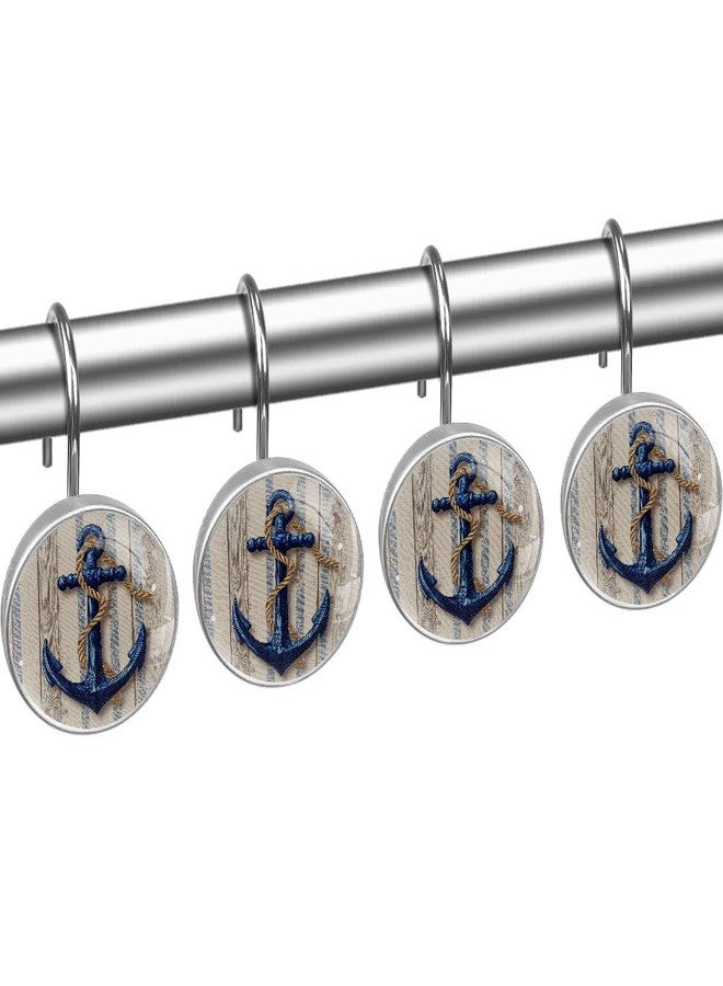 12 Pcs Vintage Anchor Round Shower Curtain Hooks Stainless Steel Decorative Hanger Rings for Bathroom Kitchen Bedroom Curtain Rods - Image 4