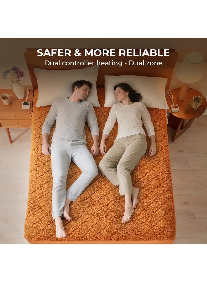 HelaSnug Electric Heated Mattress Pad King Size Heating Mattress Pad Dual Control 78x80IN Sherpa Warm Winter Deep Pocket 6 Heat Settings 1-9-Hour Timer Auto-Off Machine Washable Mocha Mousse New Launch - Image 3