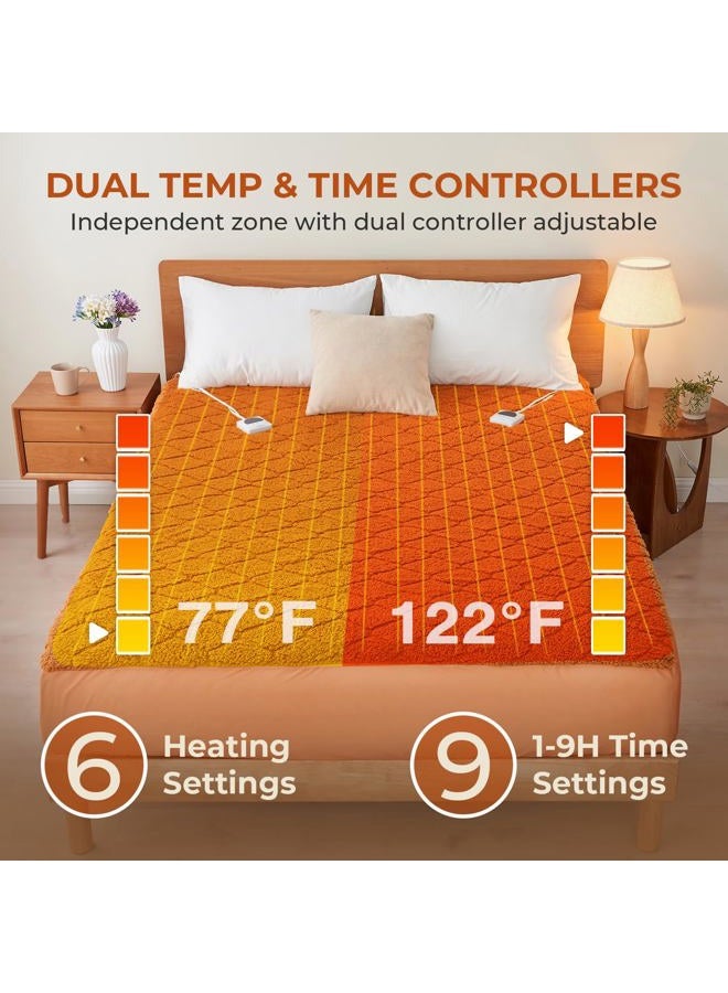 HelaSnug Electric Heated Mattress Pad King Size Heating Mattress Pad Dual Control 78x80IN Sherpa Warm Winter Deep Pocket 6 Heat Settings 1-9-Hour Timer Auto-Off Machine Washable Mocha Mousse New Launch - Image 2