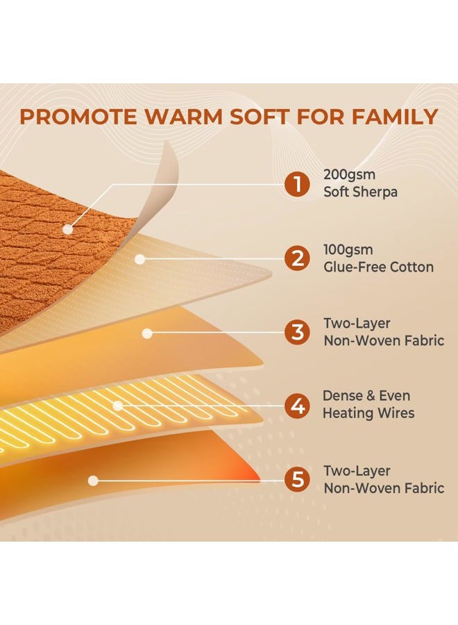 HelaSnug Electric Heated Mattress Pad King Size Heating Mattress Pad Dual Control 78x80IN Sherpa Warm Winter Deep Pocket 6 Heat Settings 1-9-Hour Timer Auto-Off Machine Washable Mocha Mousse New Launch - Image 4