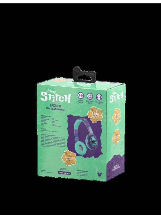 SMD Disney Stitch Padded Auxiliary Headphones | Wired kids headphones with Stitch design, padded ear cushions, aux cable connectivity, and adjustable headband for comfortable use - Image 2