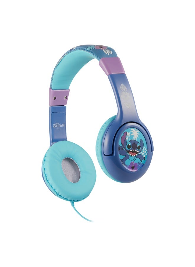 SMD Disney Stitch Padded Auxiliary Headphones | Wired kids headphones with Stitch design, padded ear cushions, aux cable connectivity, and adjustable headband for comfortable use - Image 1