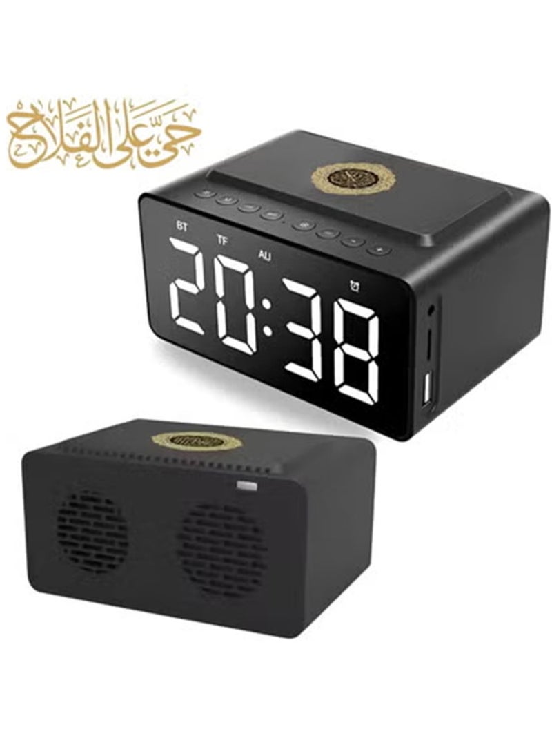 BlueFire Smart Azan Clock & Quran Speaker - 2000mAh Bluetooth Portable Muslim Prayer Device with App & Remote Control, Digital LED Display, 18 Reciters & 15 Azan Voices, White Noise Machine, Ideal Eid Hajj Gift for Parents and Family (Black) - Image 2