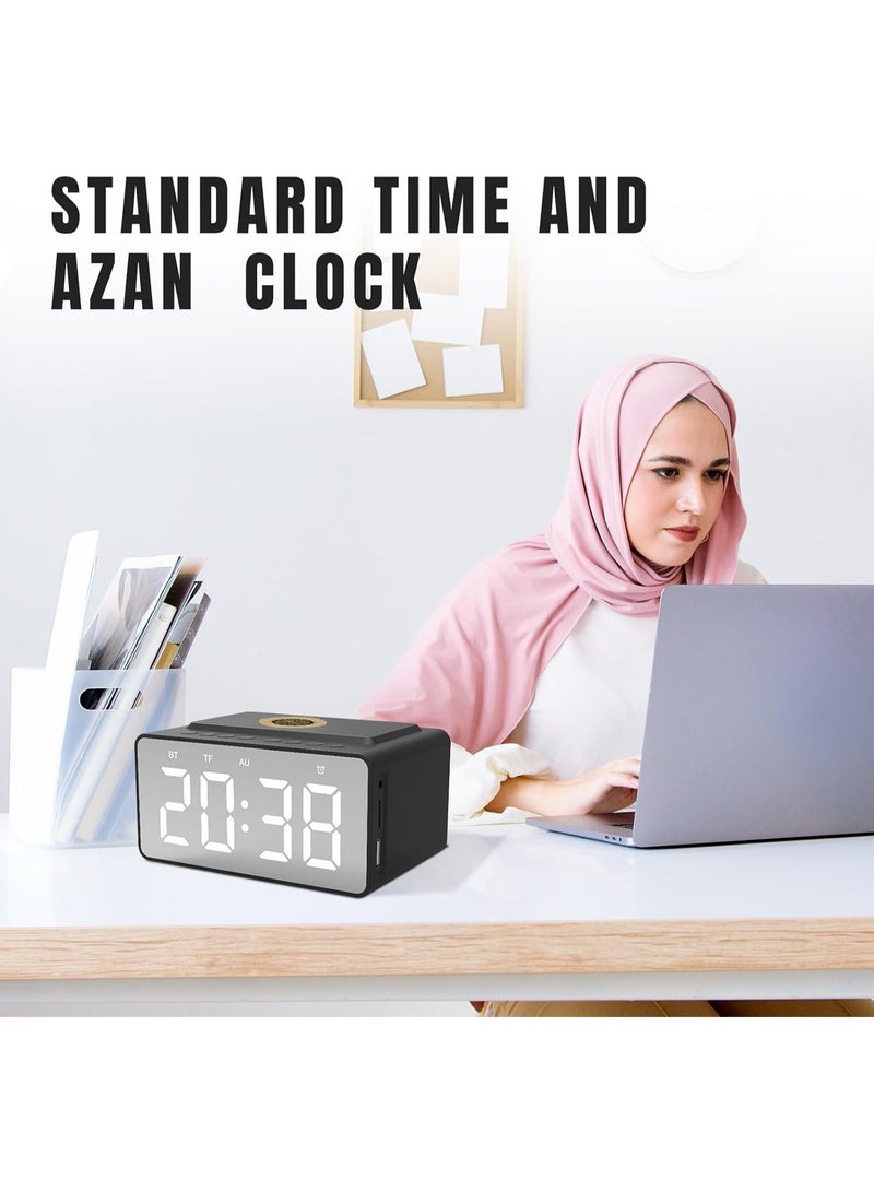 BlueFire Smart Azan Clock & Quran Speaker - 2000mAh Bluetooth Portable Muslim Prayer Device with App & Remote Control, Digital LED Display, 18 Reciters & 15 Azan Voices, White Noise Machine, Ideal Eid Hajj Gift for Parents and Family (Black) - Image 4