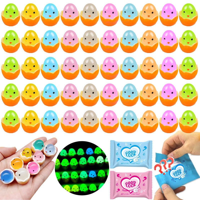 CIYOJA 50 Pcs Mini Glow in The Dark Resin Chick Figures Blind Bag Mystery Set Random Styles Collectible Toys for Kids Easter Decorations Party Favors DIY Crafting and Home Decor - Image 3