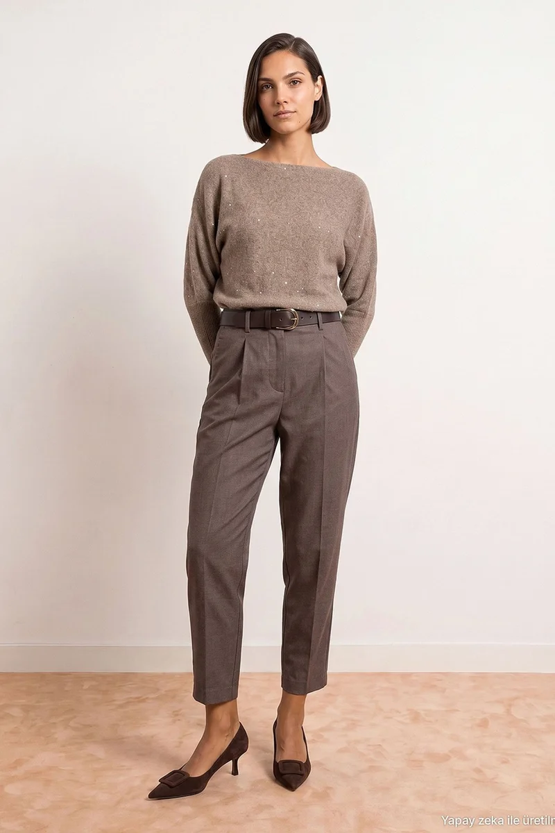 Dilvin Mocha Brown DILVIN Women's Knit Sweater for Women | Best Price UAE