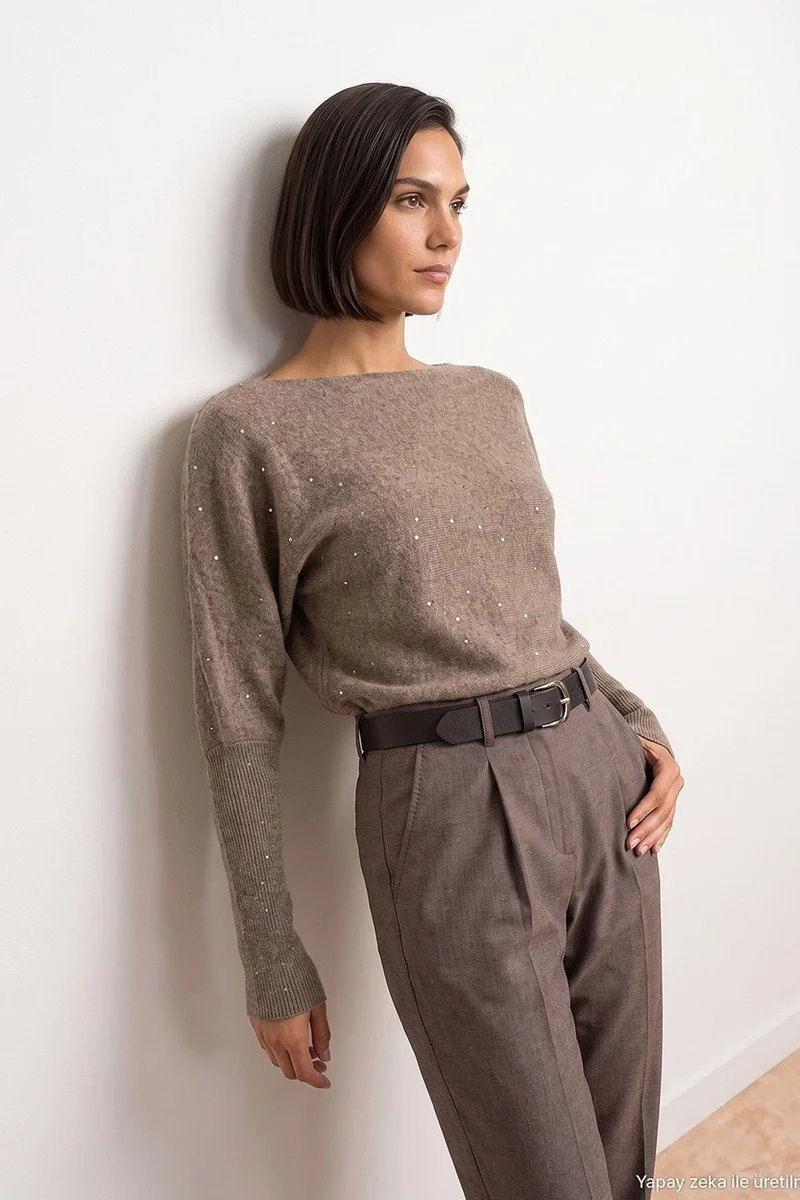 Dilvin Mocha Brown DILVIN Women's Knit Sweater for Women | Best Price UAE