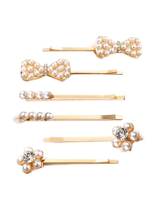 NIBEMINENT 6-Piece Artificial Pearl Hair Clip Set 