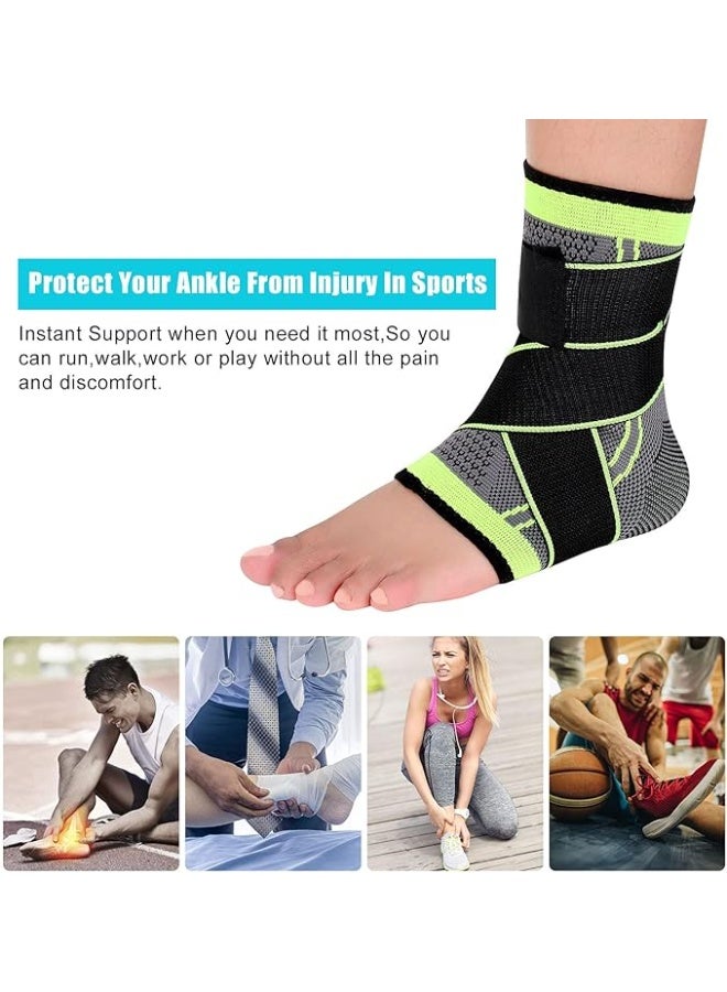 Elastic Compression Ankle Brace Set of 2 - Adjustable Ligament Support Socks for Injury Recovery & Joint Pain Relief - Breathable Arch Support & Foot Stabilizer Wrap for Sports and Daily Use - Image 3