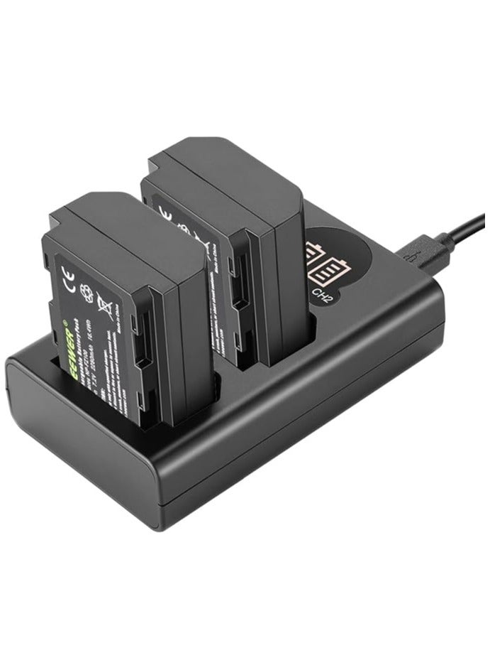 Neewer NP-FZ100 Replacement Battery Charger Set, Compatible with Sony a7IV, a1, a9II, a9, a7SIII, a7RIV, a7RIII, a7III, 2-Pack 2280mAh Li-ion Batteries, Dual USB Charger with LCD Screen, USB-C Cable - Image 1