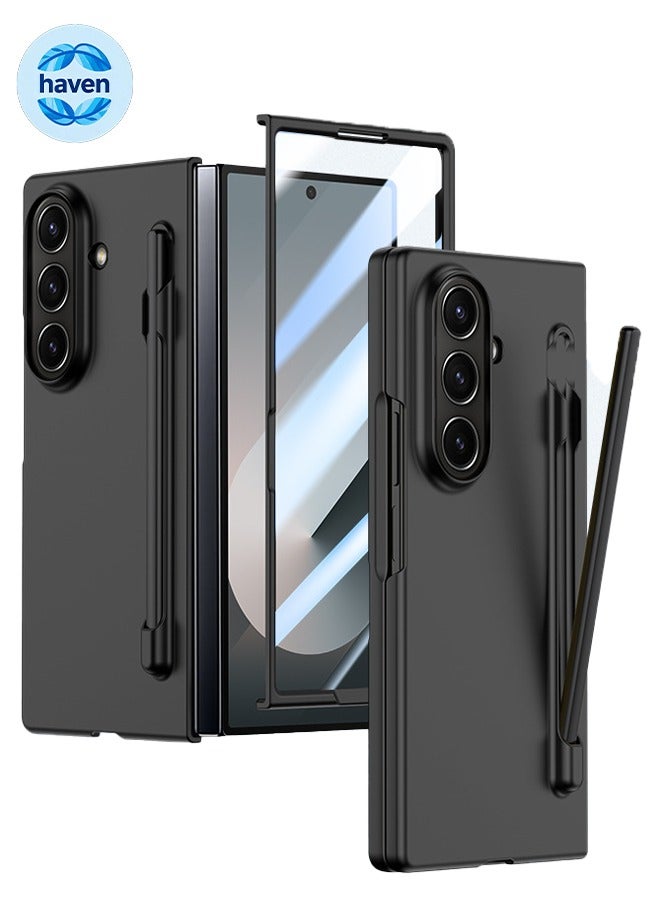 هافن حقيبة واقية متوافقة مع سامسونج جالاكسي زي طي 7، مع S حامل القلم وحامي الشاشة الزجاجية المقواة، مضاد للخدش -أسود - Image 1