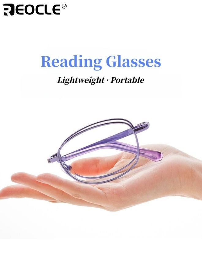ريوكل نظارات قراءة نسائية قابلة للطي مع حجب الضوء الأزرق وتصميم محمول، نظارات عصرية مع عدسات HD تناسب الأسلوب الناضج - Image 1