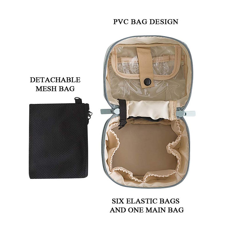 Bysiter Makeup Bag Travel Cosmetic Bag 7.5x5.5x4.4 Inch Makeup Brush Holder Organizer Cute Portable Artist Toiletry Storage Bag Cosmetics Case for Women Girls,Gray - Image 5