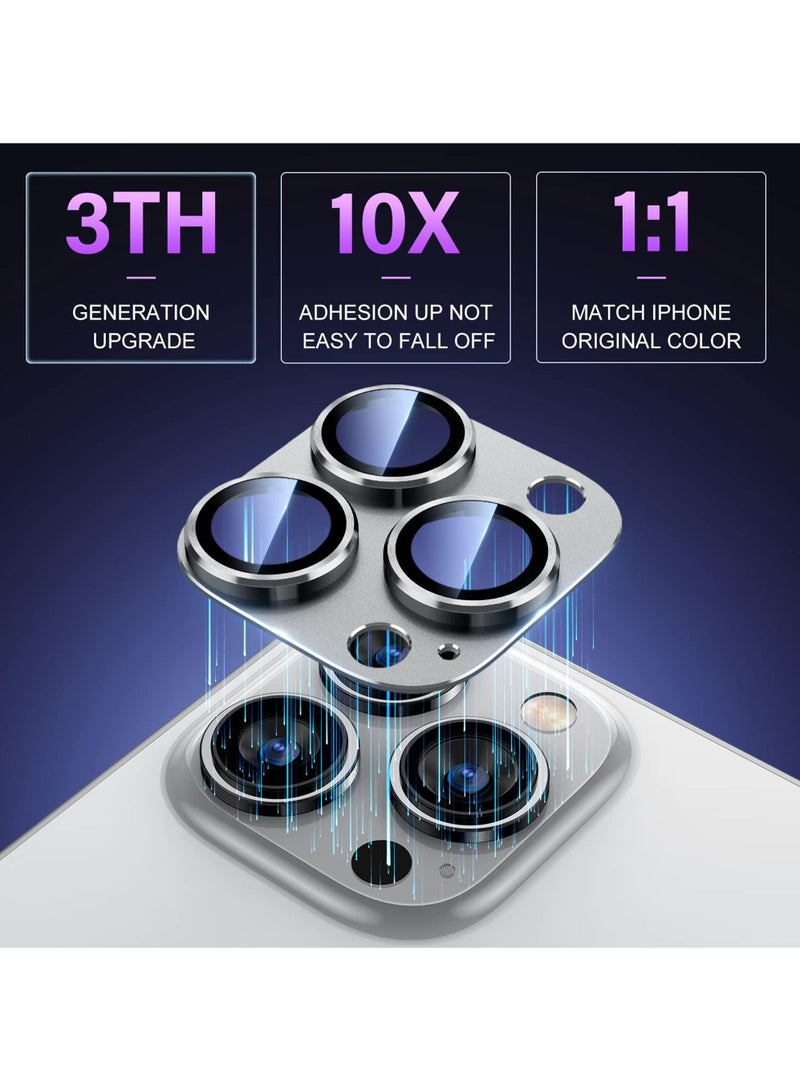 Rock Pow For iPhone 15 Pro/iPhone 15 Pro Max Camera Lens Protector  [Drop Protection] 9H Tempered Glass Camera Cover Screen Metal Ring Case Friendly Scratch Resistant Easy to Install  - Image 3