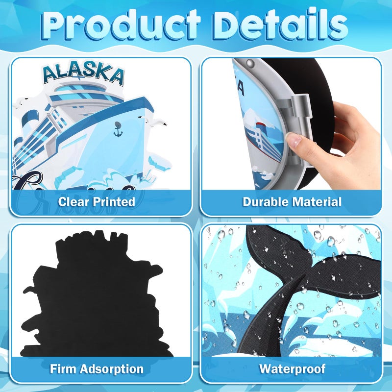 Blosssound 16 Pcs Cruise Door Magnet Alaska Cruise Decorations Alaska Fridge Magnet Reusable Whale Glacier Navigation Magnetic Stickers Souvenir for Birthday Carnival Cabin Refrigerator Ship Car Decor - Image 2