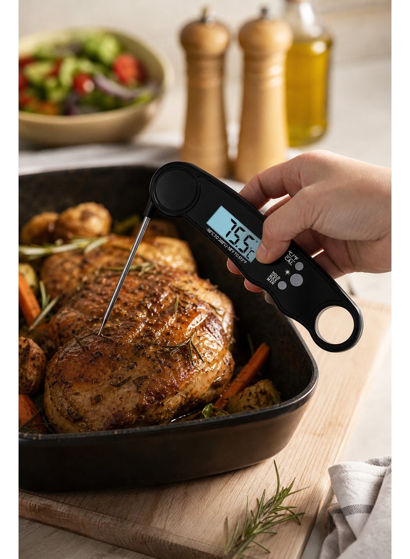 Meat Thermometer Cooking Thermometer Digital 3 Second Fast Accurate Reading Backlight Display Lock Temperature Waterproof Food Grade 304 Stainless Steel for Home Kitchen Outdoor BBQ Party Baby Milk Family Use - Image 3