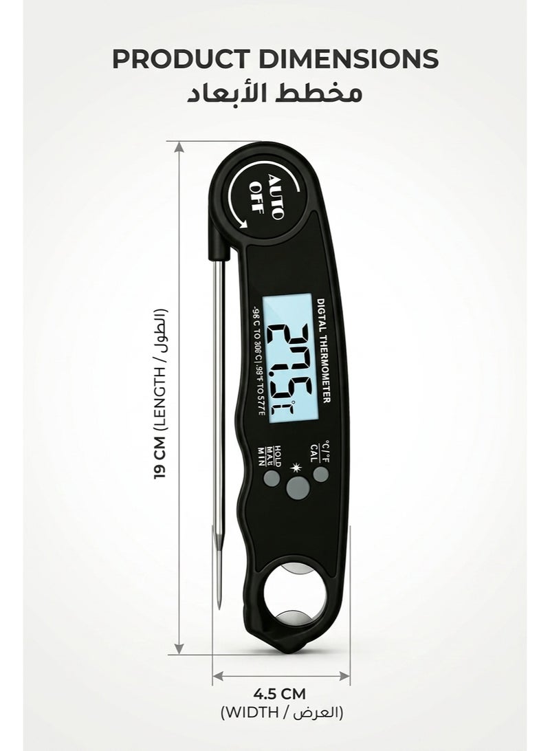 Meat Thermometer Cooking Thermometer Digital 3 Second Fast Accurate Reading Backlight Display Lock Temperature Waterproof Food Grade 304 Stainless Steel for Home Kitchen Outdoor BBQ Party Baby Milk Family Use - Image 5