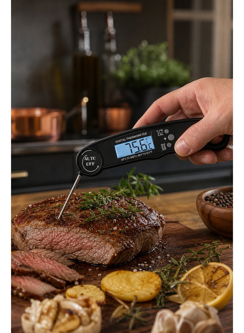 Meat Thermometer Cooking Thermometer Digital 3 Second Fast Accurate Reading Backlight Display Lock Temperature Waterproof Food Grade 304 Stainless Steel for Home Kitchen Outdoor BBQ Party Baby Milk Family Use - Image 2