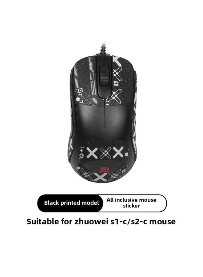 Suitable For Zhuowei Mouse Anti-slip Sticker S1-C S2-C Anti-slip Sticker All-inclusive Sweat-absorbent Sticker Back Sticker Side Skirt Key-Color:One Black Printed Anti-slip Sticker [full Package-clean Cotton]]  - Image 1