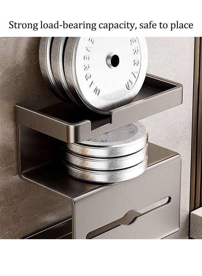 علبة مناديل، علبة مناديل مثبتة على الحائط بدون ثقب، حامل ورق تواليت مع موزع مناديل، حامل مناديل أنيق على الطراز الكلاسيكي، علبة مناديل من الفولاذ المقاوم للصدأ مقاومة للماء، علبة ورق تواليت، حامل مناديل، حامل مناديل تجفيف للورق الملفوف، الهاتف، أكياس القمامة، المناديل، علبة مناديل معلقة لغرفة النوم والحمام والمطبخ والمكتب والتخزين - Image 5