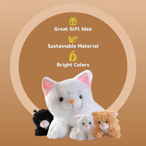 PREXTEX Plush Cat Toys Stuffed Animal with 3 Cats Baby Stuffed Animals - Big Cat Zippers 3 Little Plush Baby Kittens - Cat Stuffed Animal with Babies - Gift for Cat Lovers, Cat Stuffed Animals - Image 5