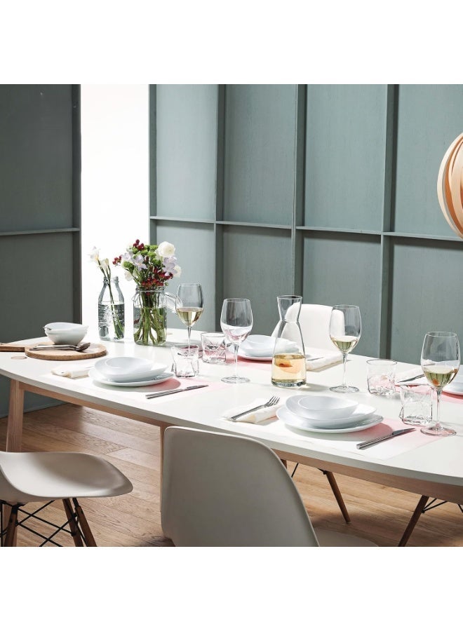 Bormioli Rocco Prometeo 18 Piece Dinnerware, Sets For 6, Tempered Opal Glass, Clean White, Curved Design With External Textures, Dishwasher & Microwave Safe. - Image 2