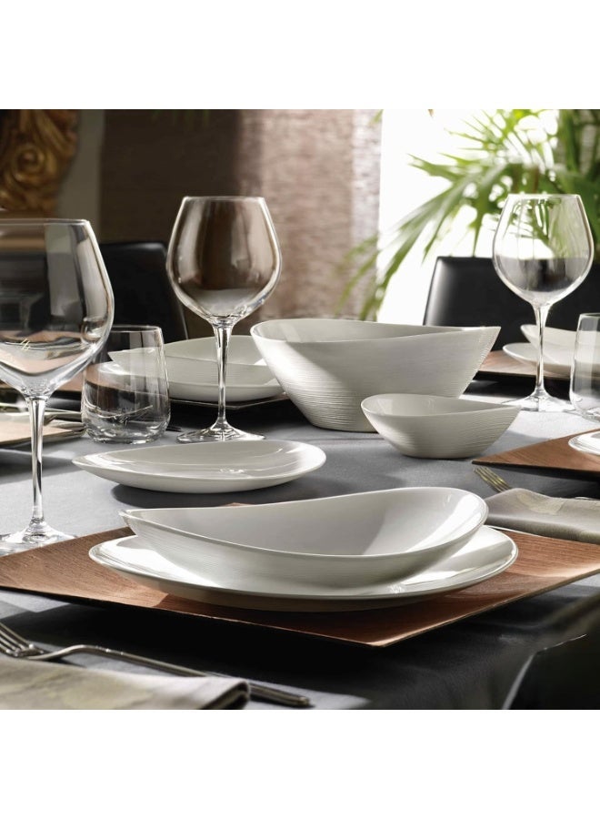 Bormioli Rocco Prometeo 18 Piece Dinnerware, Sets For 6, Tempered Opal Glass, Clean White, Curved Design With External Textures, Dishwasher & Microwave Safe. - Image 3