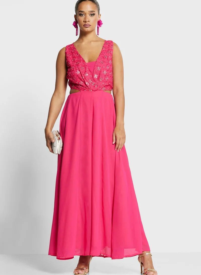 indya Mirror Embroidered Cut Out Jumpsuit
