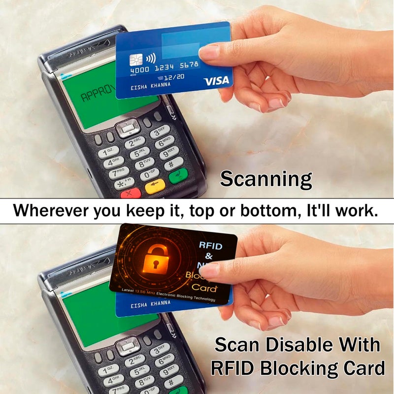 SaiTech IT 5 Pack RFID Blocking Card, Protector for Entire Wallet, Purse, and Debit Credit Cards from NFC Contactless Theft for Men & Women - Orange Black - Image 5