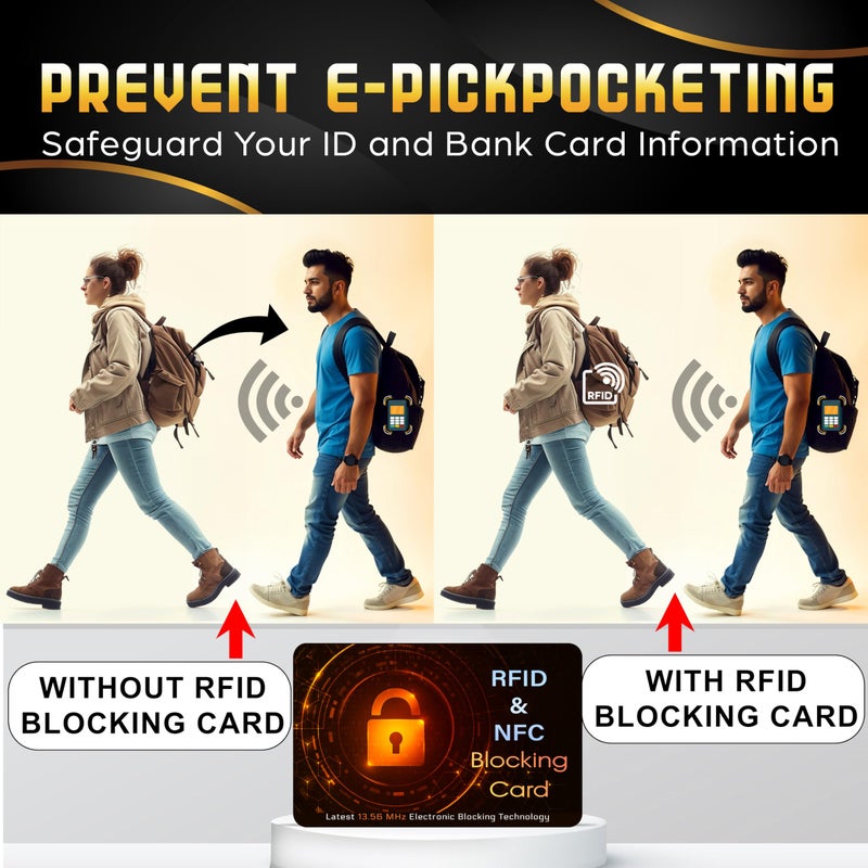 SaiTech IT 5 Pack RFID Blocking Card, Protector for Entire Wallet, Purse, and Debit Credit Cards from NFC Contactless Theft for Men & Women - Orange Black - Image 3