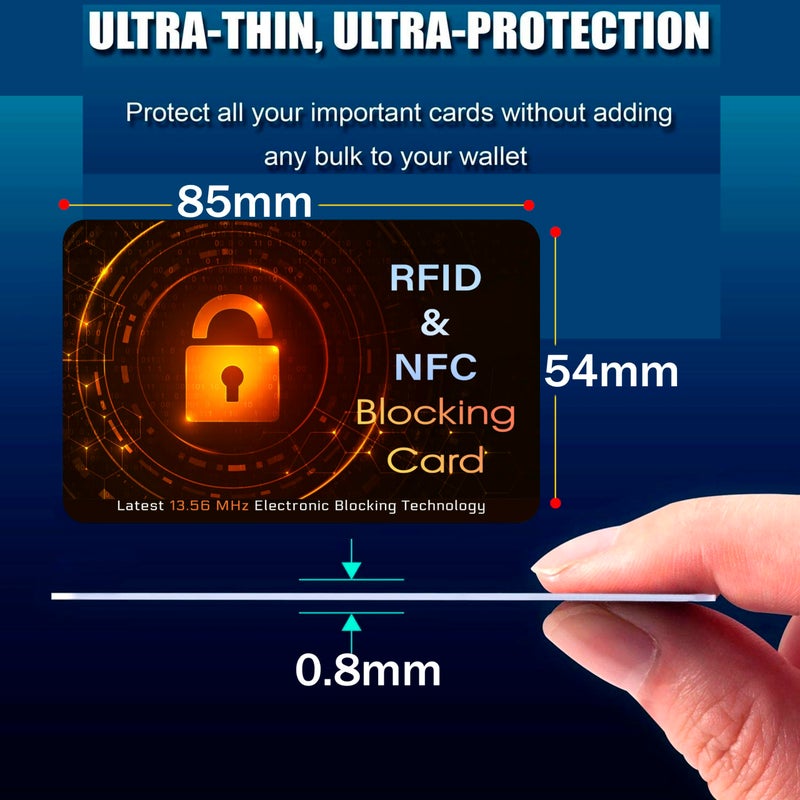 SaiTech IT 5 Pack RFID Blocking Card, Protector for Entire Wallet, Purse, and Debit Credit Cards from NFC Contactless Theft for Men & Women - Orange Black - Image 2
