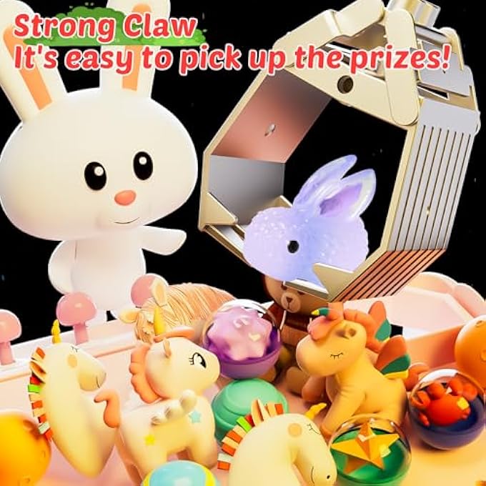 CLAW MACHINES FOR KIDS ADULTS, CLAW MACHINES TOYS, ELECTRONIC CLAW GAME MACHINE FOR PARTY EASTER EGGS GIFTS WITH GLOWING BUNNY CLAW PRIZES - Image 5