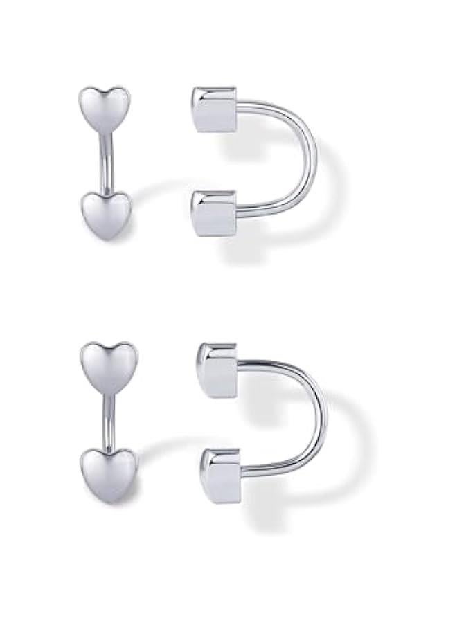 PAVOI 14K Gold Plated Sterling Silver Posts Double Half Huggie Earring Jacket Pack for Women - Gold Statement Loop Hoop Earring Set - Heart Ball Cubic Zirconia Screwback Studs - Image 1