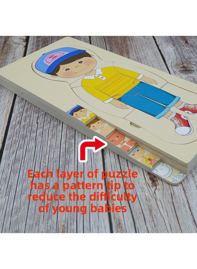 Boys' And Girls' Body Structure Puzzle Young Children's Wooden Toys Human Organ Cognition Early Education Multilayer Puzzle-Color:MT Girl Multilayer Puzzle - Image 4
