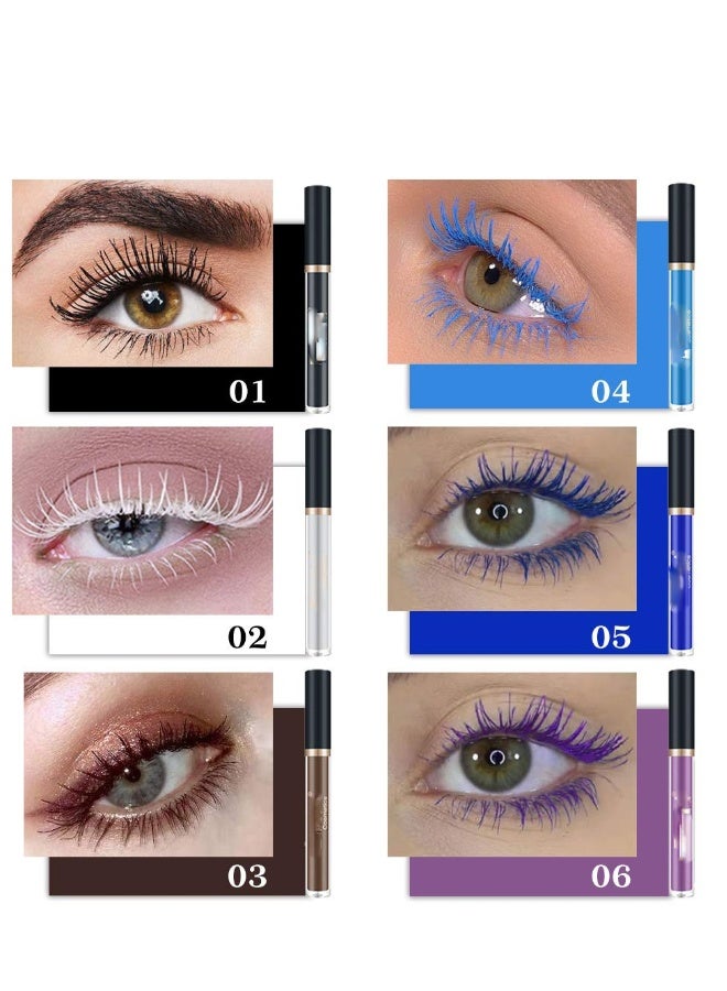 6 Color Colored Colorful Waterproof Mascara for Eyelashes Set,Blue White Black Brown Purple Mascara for Eyelashes, Long Lasting Charming Voluminous Mascara for Women, Cruelty Free Vegan Eye Makeup - Image 3