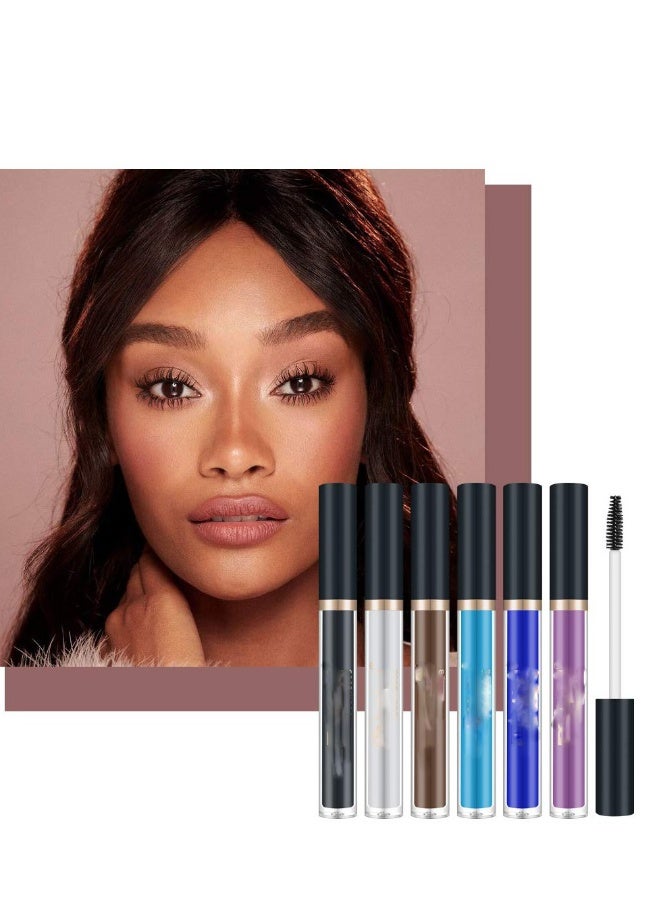 6 Color Colored Colorful Waterproof Mascara for Eyelashes Set,Blue White Black Brown Purple Mascara for Eyelashes, Long Lasting Charming Voluminous Mascara for Women, Cruelty Free Vegan Eye Makeup - Image 5