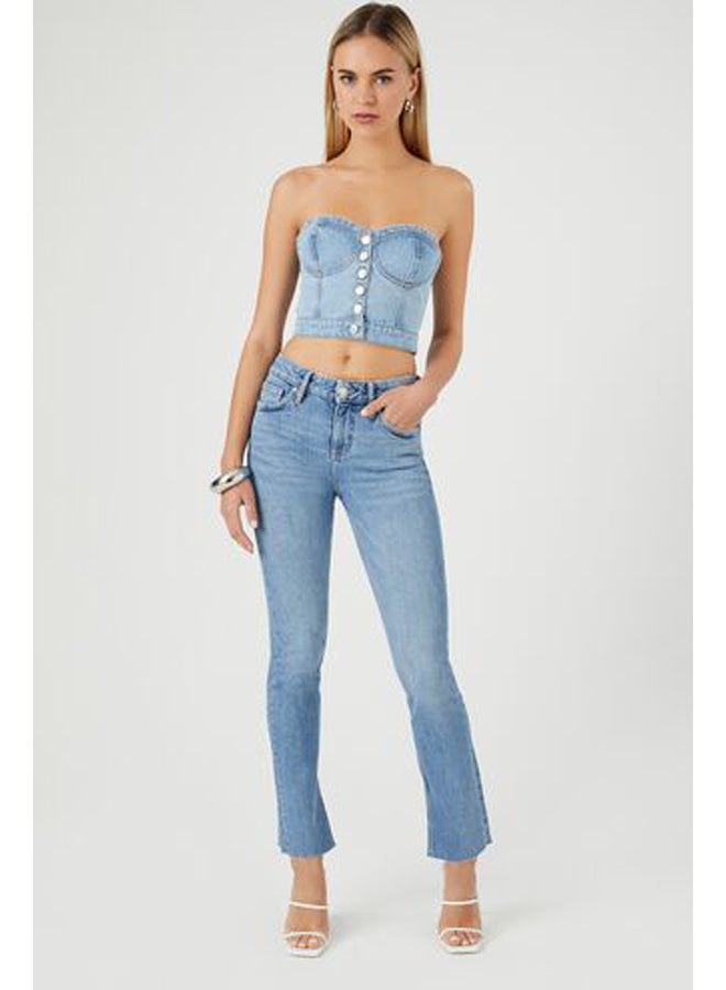 FOREVER 21 Distressed Split-Hem Straight-Leg Jeans - Image 5
