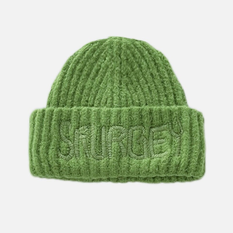 Letter Beanie Unisex Autumn Winter Oversized Warm Knit Hat Acrylic - Image 1