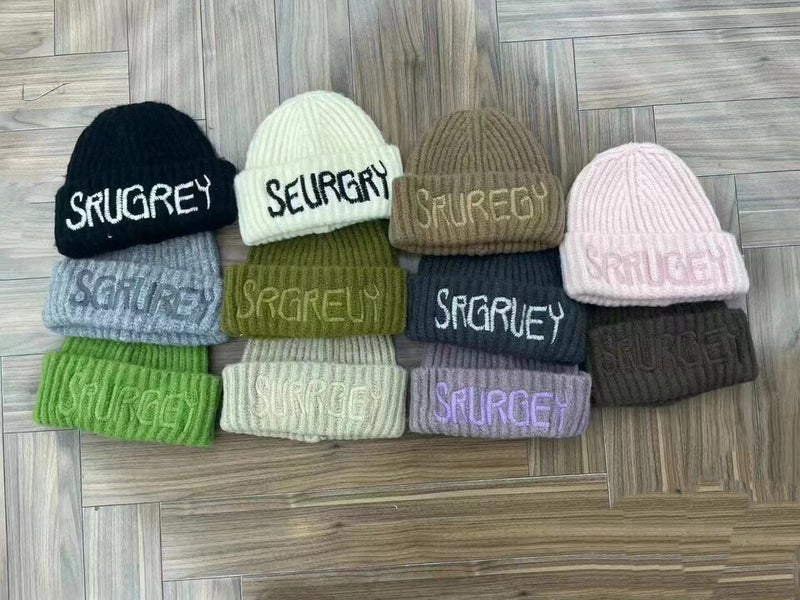 Letter Beanie Unisex Autumn Winter Oversized Warm Knit Hat Acrylic - Image 2